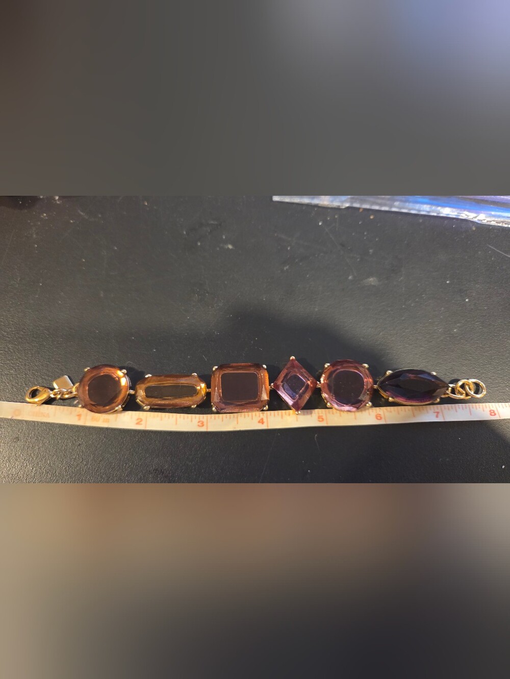 Banana Republic Gold-Tone Bracelet with Pink and Amber Stones - Picture 8 of 8